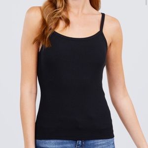 New Cami Top Ribbed Knit Camisole Black